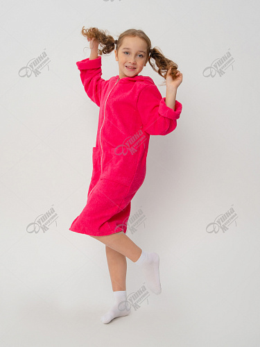 Махровый на молнии с капюшоном малиновый