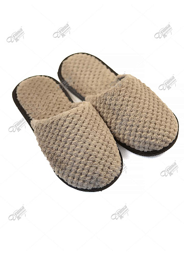 Тапки мужские велсофт бежевые