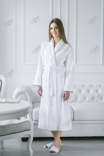 Халат махровый белый шаль 300г